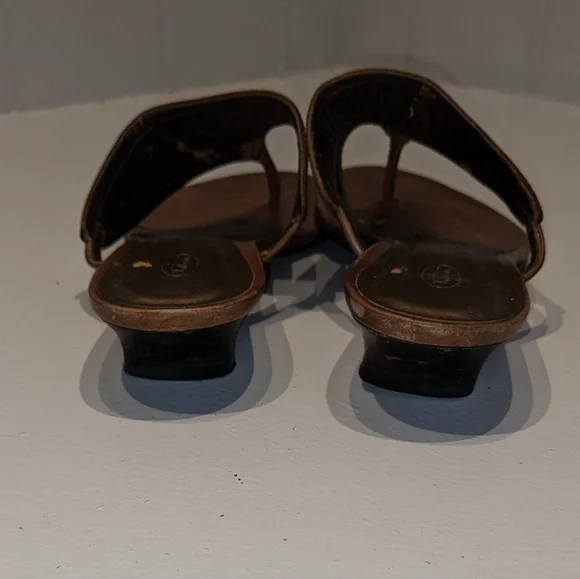 Brown and Gold Sequined Sandals - Picture 8 of 8